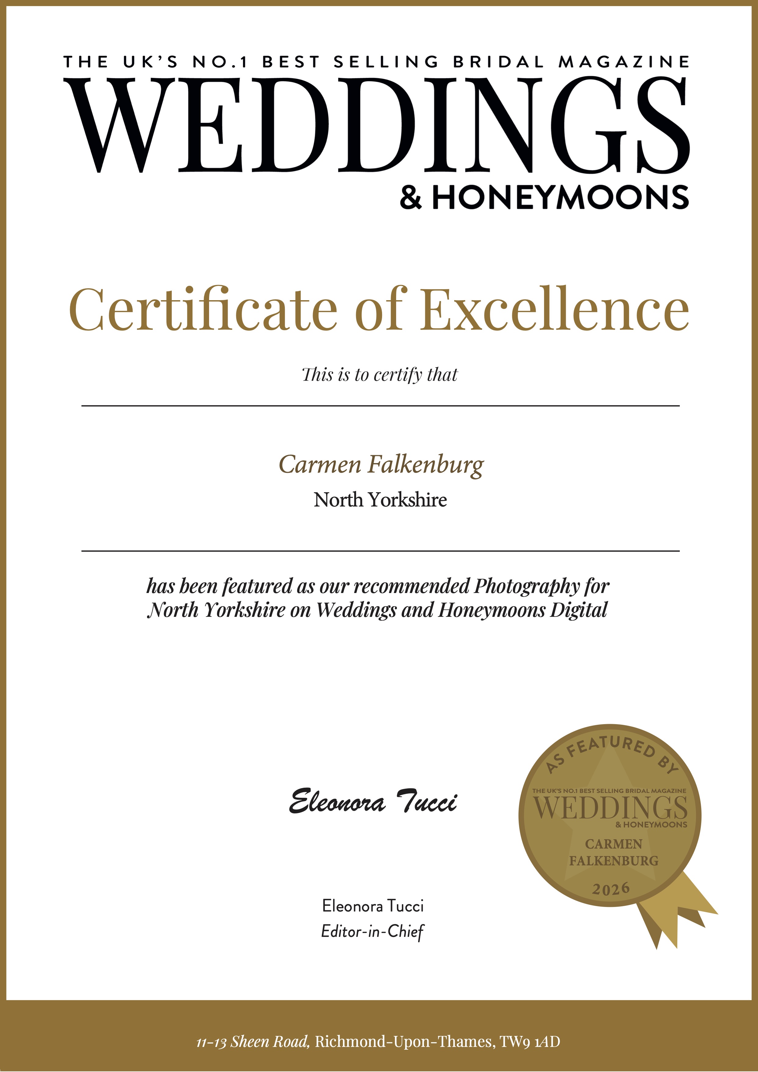 Award certificate